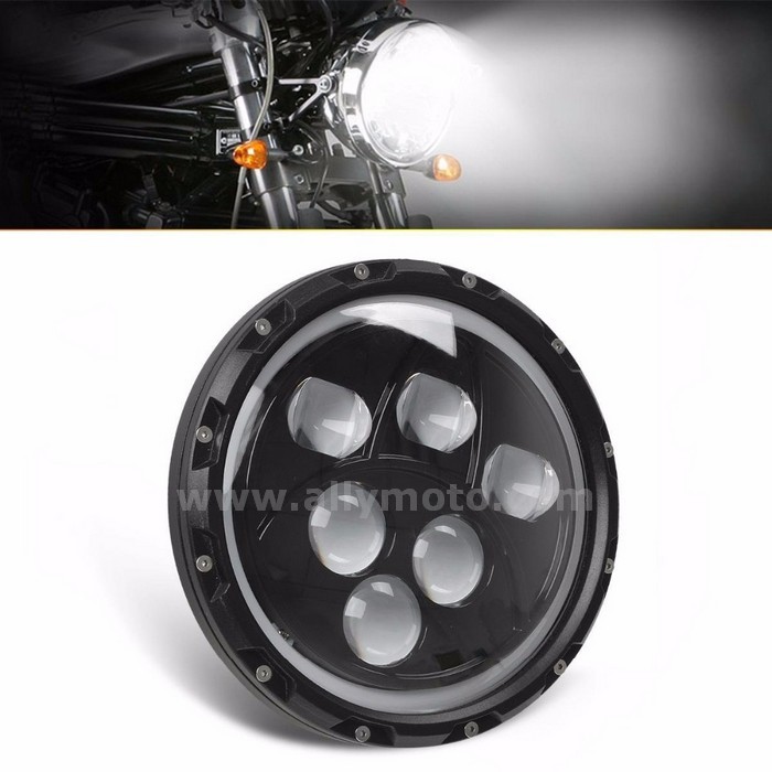 154 7 Inch Led Headlight H4 H13 High Low Beam 60W Drl Fit Davidson Harley With H4-H13 Adapter@2
